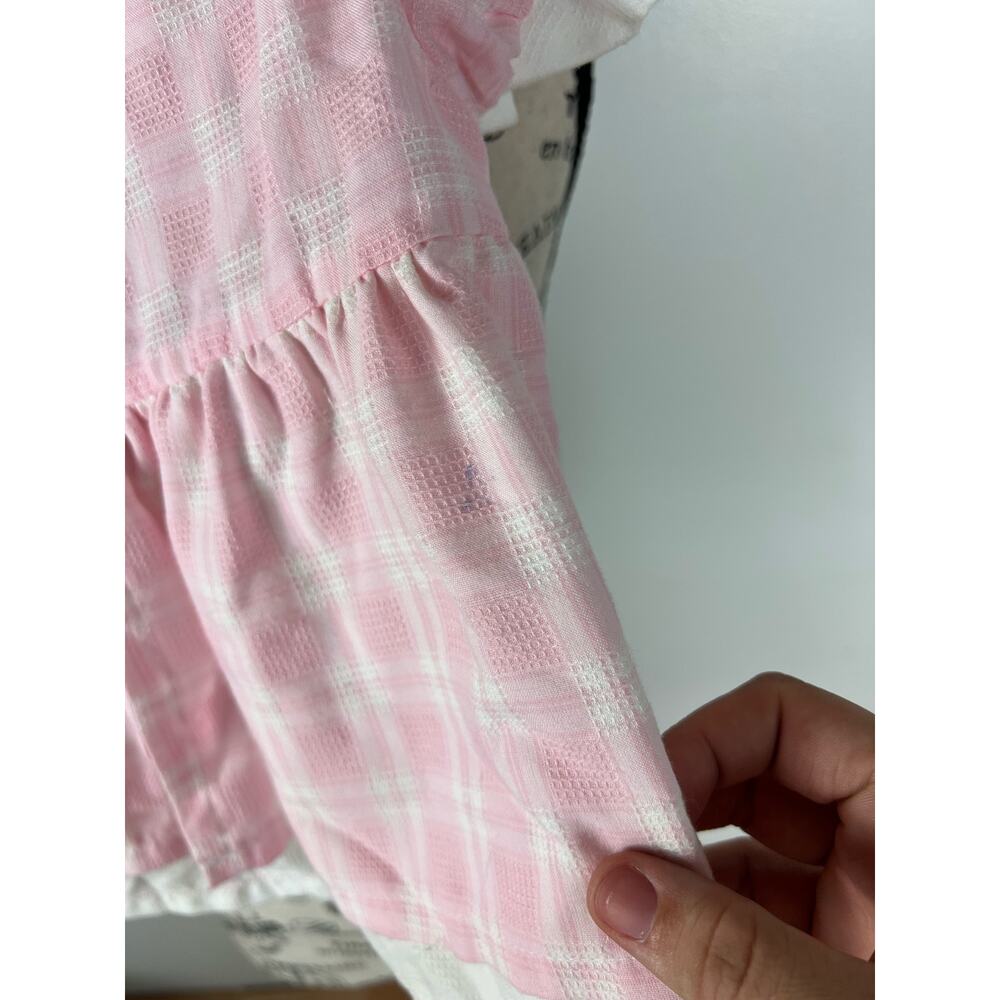 Vintage 24M light pink and white plaid collard dress with cat detail - Picture 10 of 10